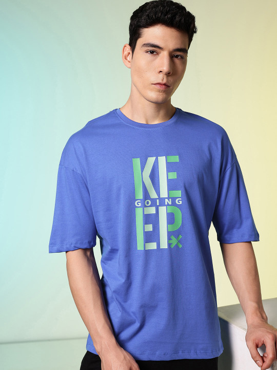 HRX by Hrithik Roshan Typography Printed Pure Cotton Oversized T-shirt