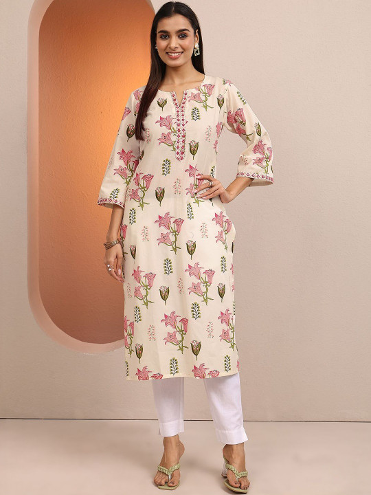 Libas Women Floral Printed Flared Sleeves Kurta