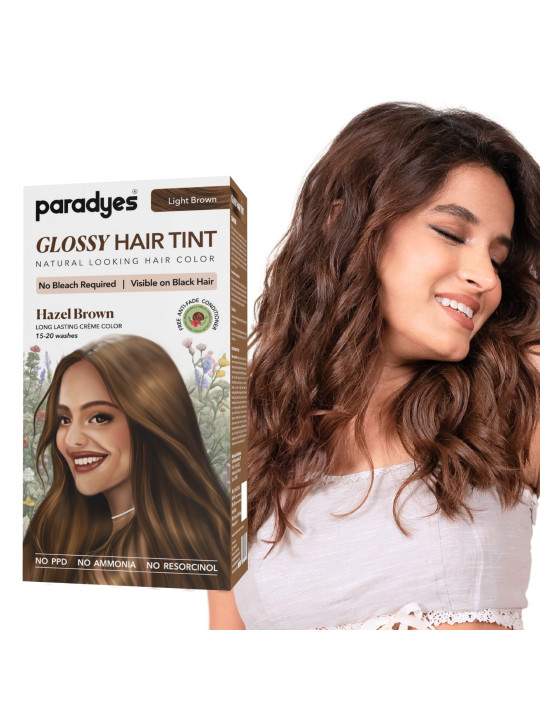 Semi-Permanent Creme Glossy Tint Hair Color 160g- Hazel Brown- Light Brown