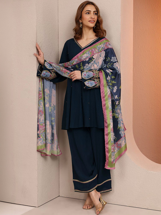 Libas Women Floral Regular Kurti with Salwar & With Dupatta