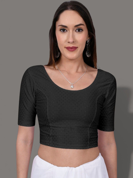 MISS WEARS Woven-Design Pure Cotton Stretchable Saree Blouse