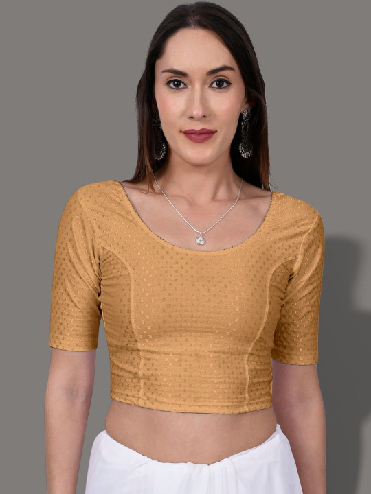 MISS WEARS Woven-Design Pure Cotton Stretchable Saree Blouse