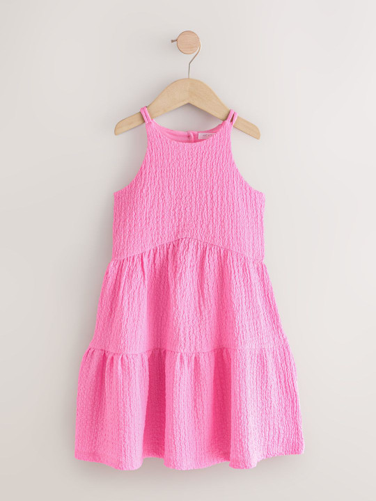 NEXT Girls Crinkle Tiered Dress with Back Cut-Out
