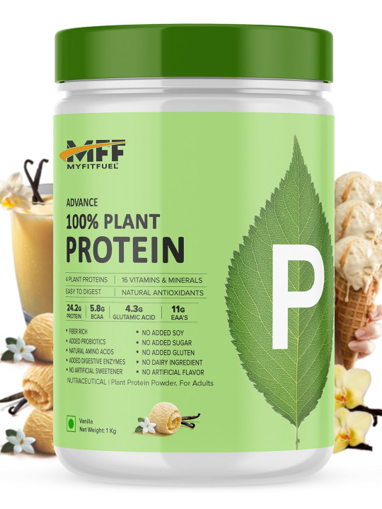 MyFitFuel Unisex 100% Plant Protein-Vanila- 1Kg