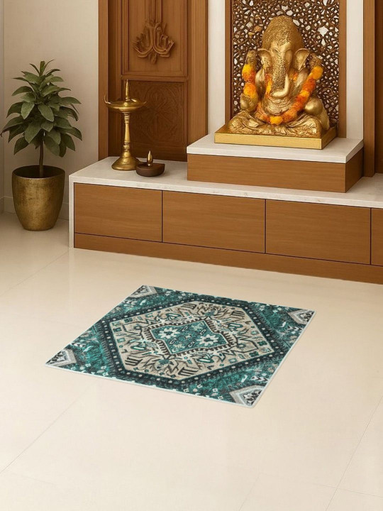 Kaleen India Green & Black Printed Foldable Lightweight Prayer Mat