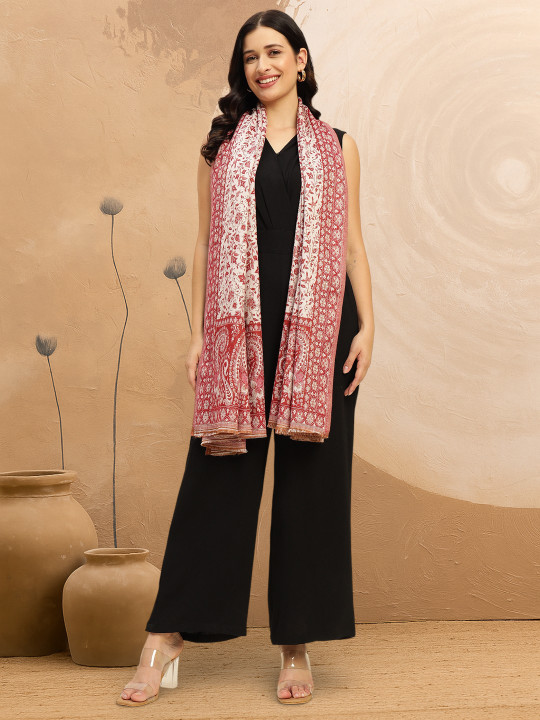 WEAVERS VILLA Women Paisley Woven Design Winter Shawl