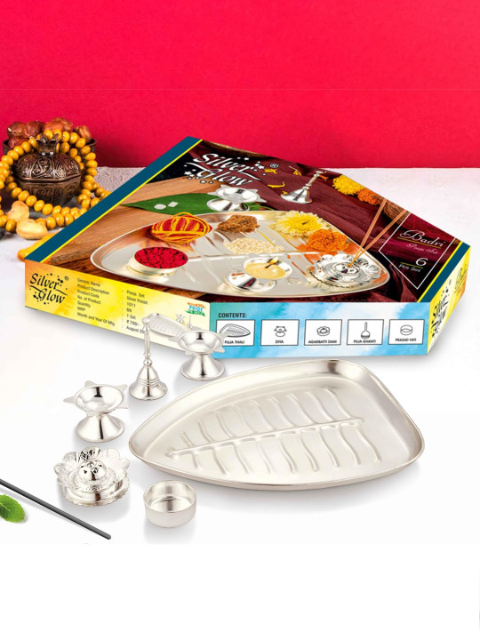Silverglow 6 Pieces Stainless Steel Durable Puja Aarti Set