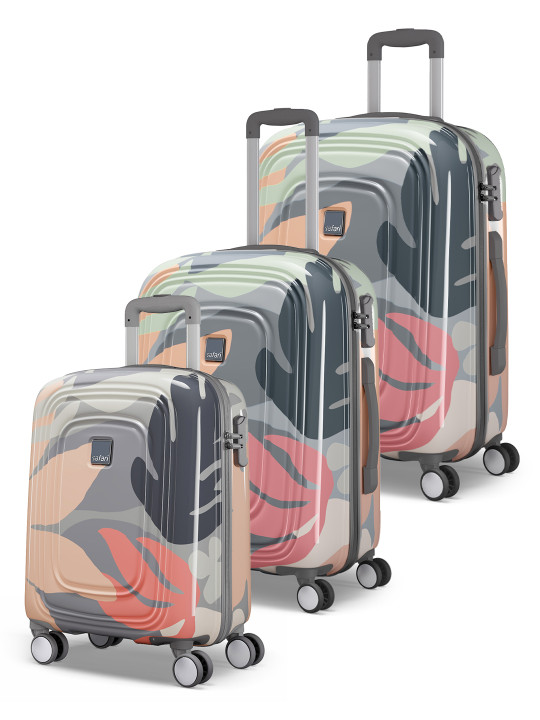 Safari Aurum Set Of 3 Printed 8 Wheel Hard Sided Trolley Bag