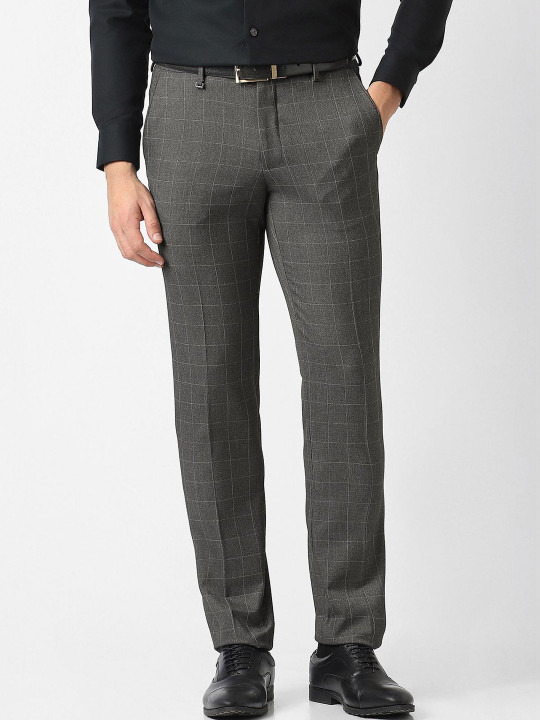Van Heusen Men Checked Slim Fit Trousers