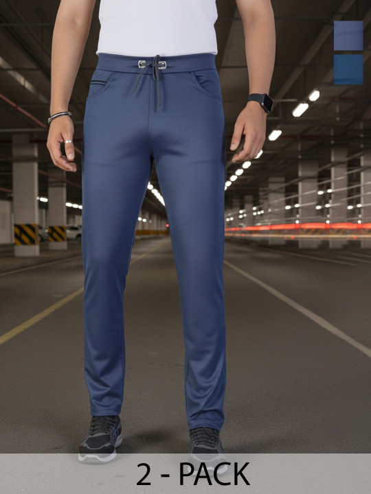 KAIDO Men Pack Of 2 Mid-Rise Track Pants