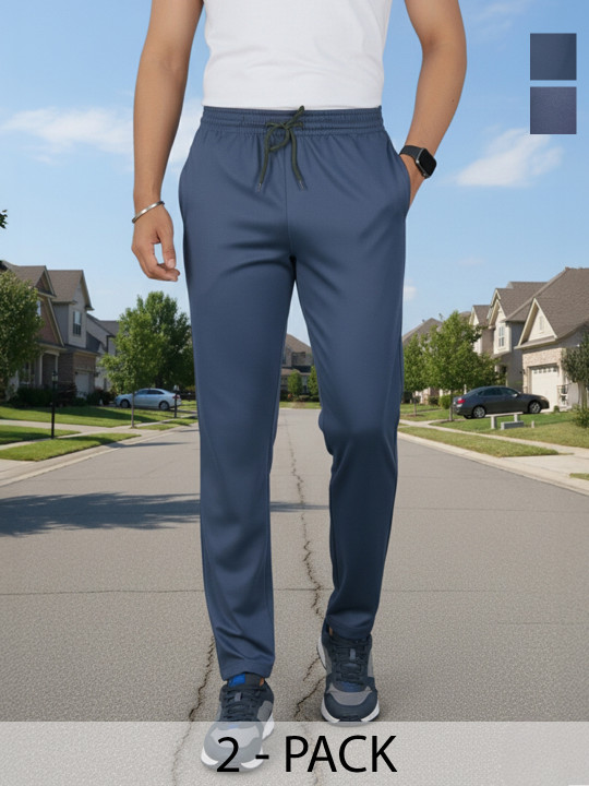 KAIDO Men Pack Of 2 Mid-Rise Track Pants