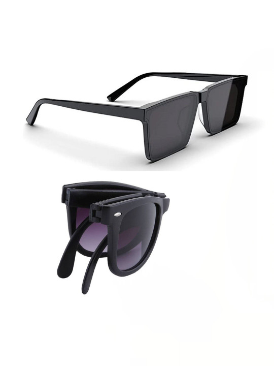 Elligator Men Black Lens & Black Square Sunglasses with