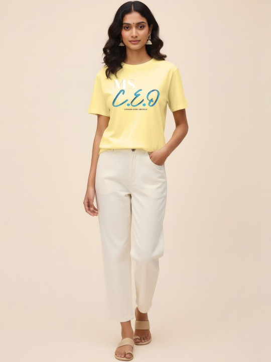 SPLOOSH Women Typography Printed Pure Cotton T-shirt