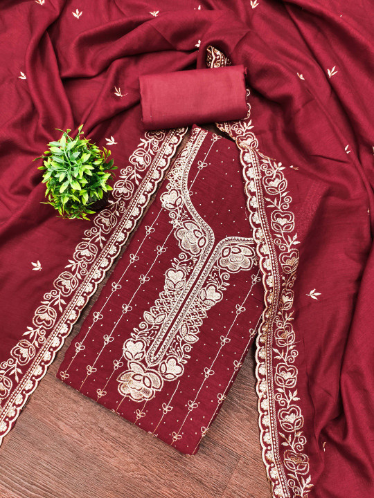 MANVAA Embroidered Unstitched Dress Material