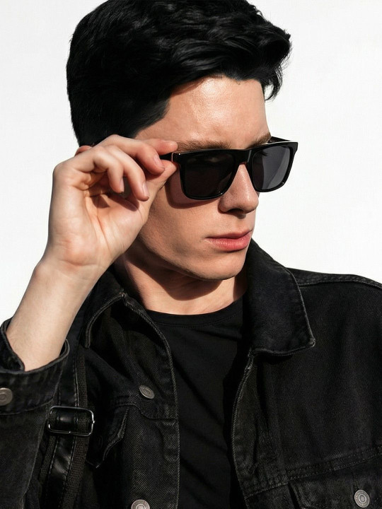 by Lenskart Unisex Grey Lens & Black Sunglasses with Polarised and UV Protected Lens