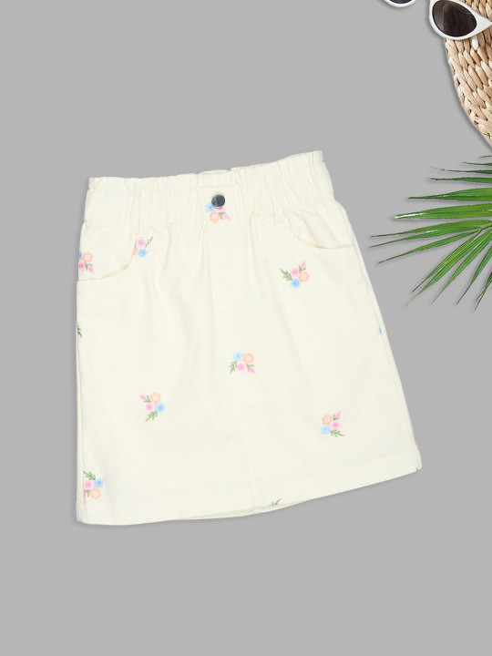 Pantaloons Junior Girls Cotton Floral Mini A-Line Skirt