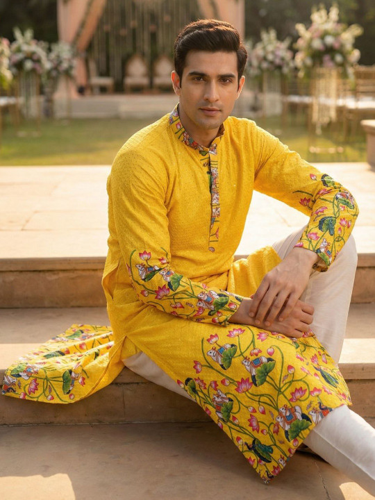 VOZIA Men Kurta Churidar