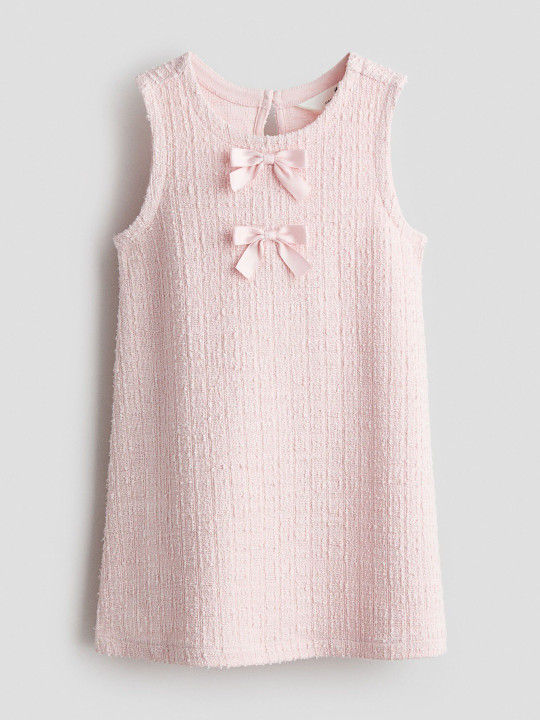 H&M Bow-Detail Boucl-Weave Dress