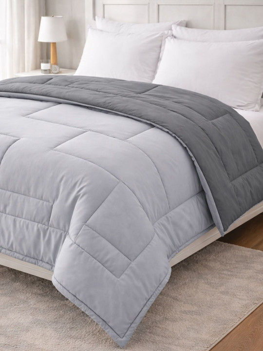 Florida Grey & Grey Geometric Microfiber AC Room 150 GSM Comforter