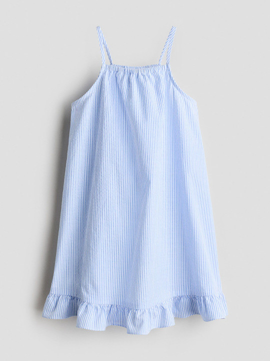 H&M Girls Flounced Strappy Pure Cotton Dress