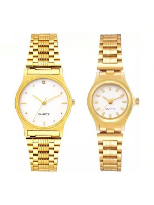 SELLORIA Unisex Dial & Bracelet Style Straps Watch YP-03 GP ROUND WHITE DAIL MEN & WOMEN