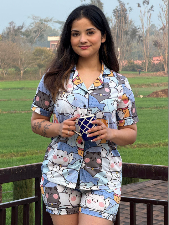 BAESD Graphic Printed Shirt Collar Shirt With Shorts