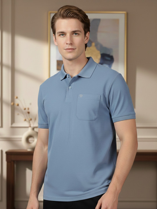 Lux Cozi Fillament Polo Collar Short Sleeves Lounge T-Shirt
