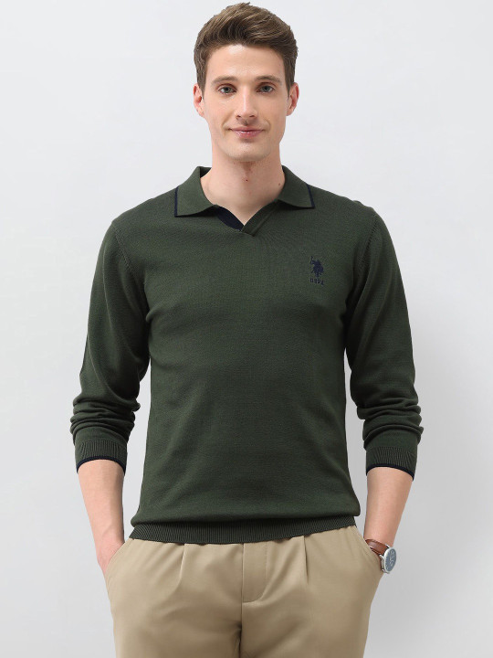 U.S. Polo Assn. U.S. Polo Assn.Solid Johnny Collar Regular Fit Sweater