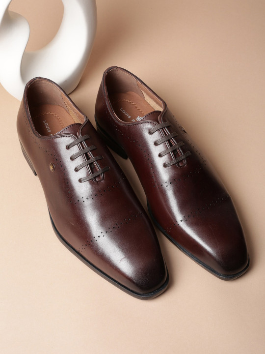 Louis Philippe Men Premium Leather Breathable Anti Slip with Heel Formal Oxford Shoes