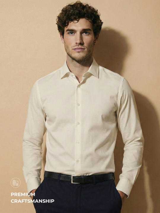 Van Heusen IQ Men Premium Cotton With HD Stretch Satin Breathable Shirt