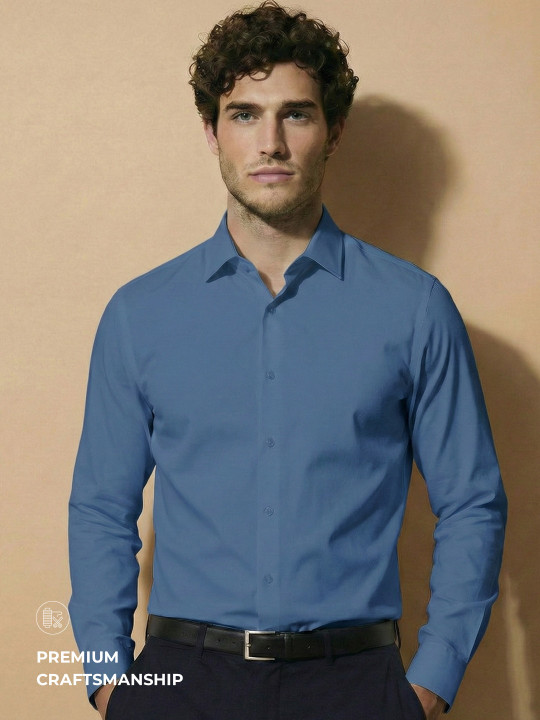 Van Heusen IQ Men Premium Cotton With HD Stretch Satin Breathable Shirt