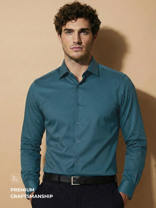 Van Heusen IQ Men Premium Cotton With HD Stretch Satin Breathable Shirt