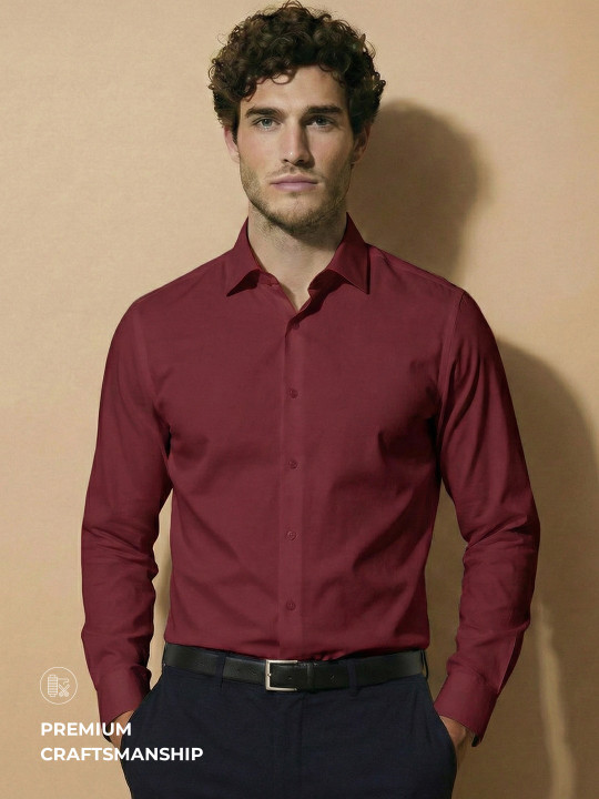 Van Heusen IQ Men Premium Cotton With HD Stretch Satin Breathable Shirt
