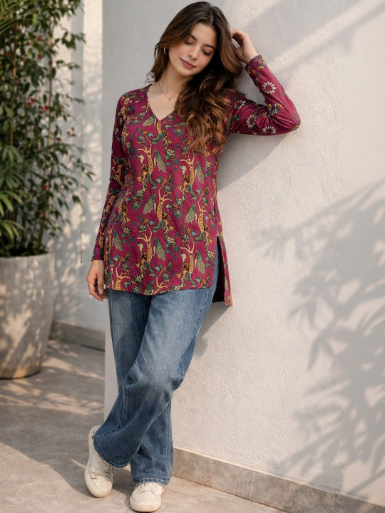DAMAAR TEXTILE Viscose Rayon Blend Printed Tunic