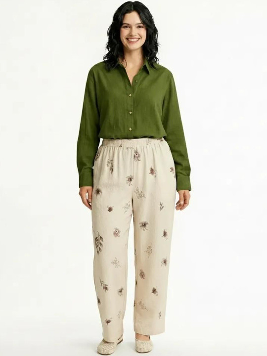METTLE Women Regular Fit Floral Printed Cotton Track Pants