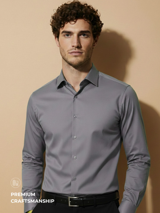 Van Heusen IQ Men Premium Cotton With HD Stretch Satin Breathable Shirt