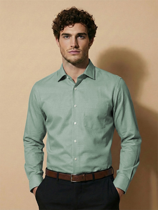 Van Heusen IQ Men Urban Oxford Stain And Odor Resistant Tailored Fit Light Shirt