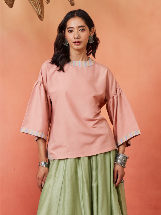 Sangria Round Neck Tops
