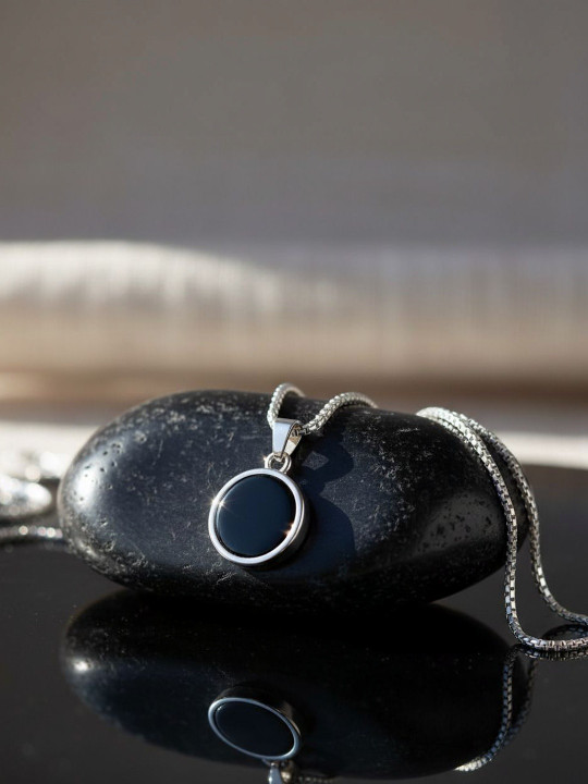M Men Style Rhodium-Plated Contemporary Pendants with Chains