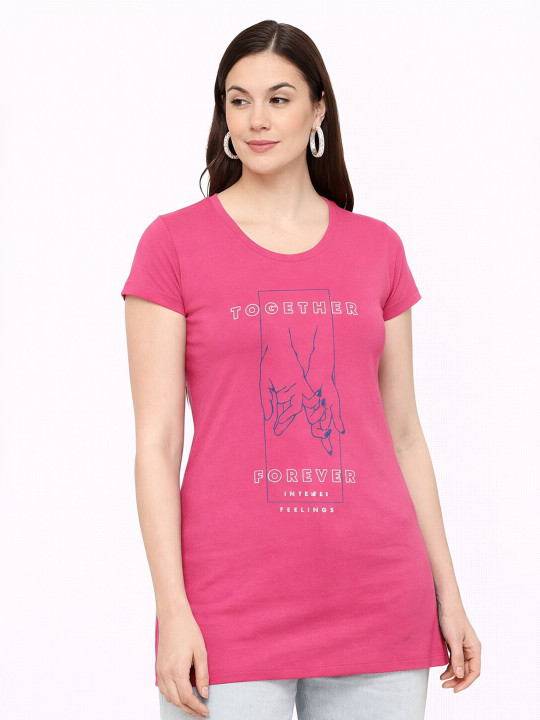 DYCA Women Printed Round Neck Half Sleeves Tshirt