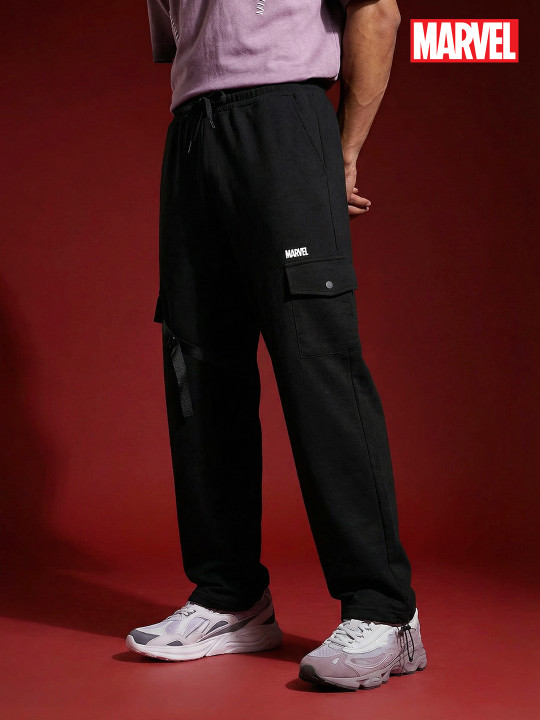 MARVEL STREET Men Strap Detail Cargo Track Pants