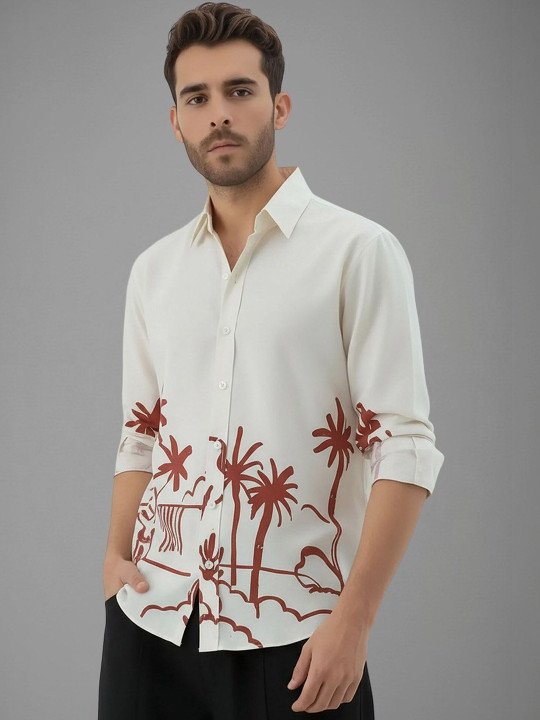 SZN Men Standard Sheer Printed Casual Shirt