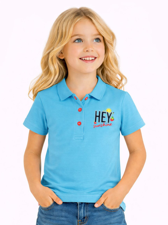 DYCA Girls Polo Collar Half Sleeves Cotton T-shirt