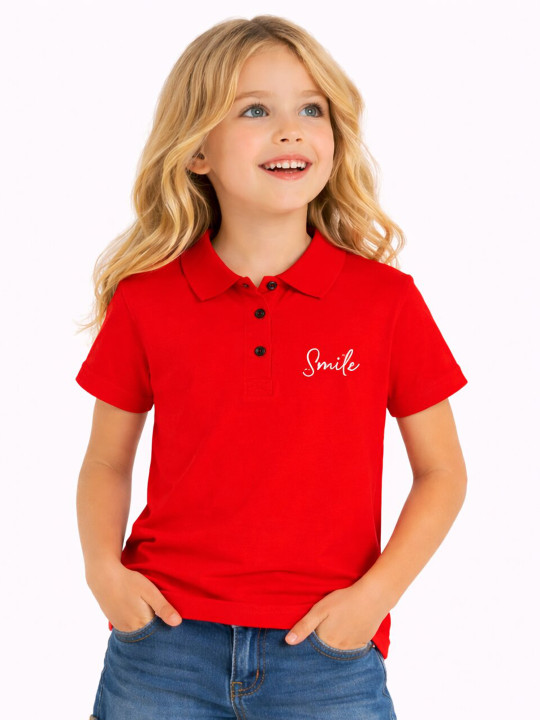 DYCA Girls Polo Collar Short Sleeves Cotton T-shirt