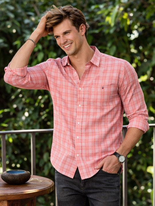 Louis Philippe Sport Men Slim Fit Checks Pattern Soft Handfeel Full Sleeve Casual Shirt