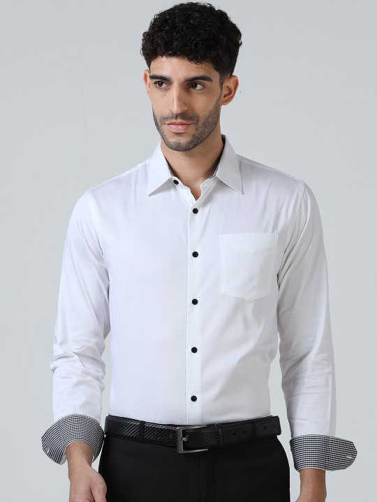 THE FORMAL CLUB Men Cotton Vintage Contrast Smart Fit Long Sleeve Solid Shirt