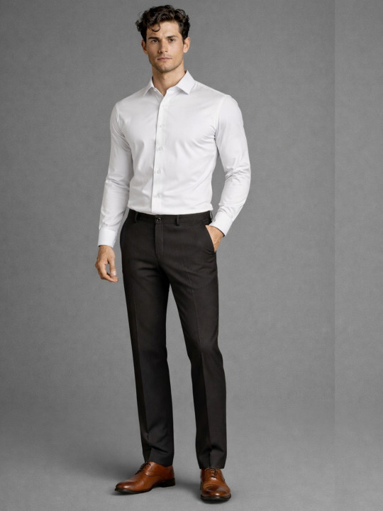 Louis Philippe Men Slim Fit Everyday Smart Wear Comfort Stretch Solid Formal Trouser