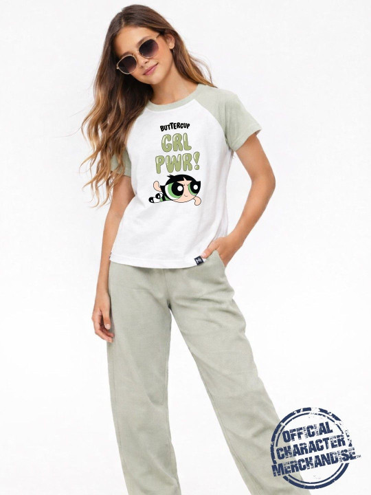 YK X Minute Mirth Girls Round Neck Printed Cotton Top With Pyjamas