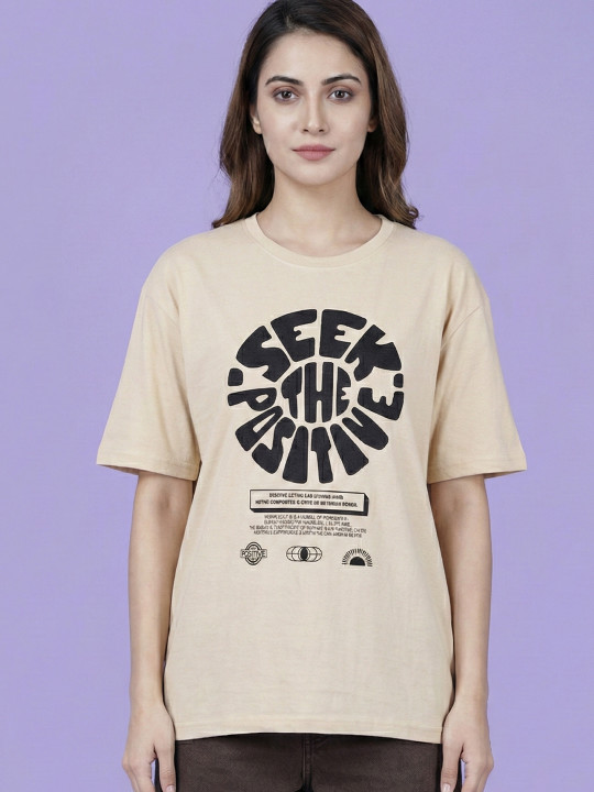 Mast & Harbour Women Typography Printed Slim Fit T-shirt