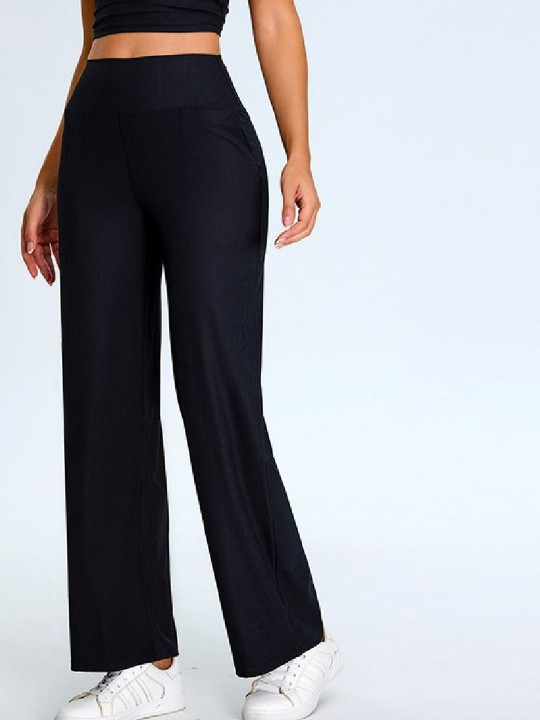 StyleCast Flex High-waisted Ribbed Wide Leg Sweatpants